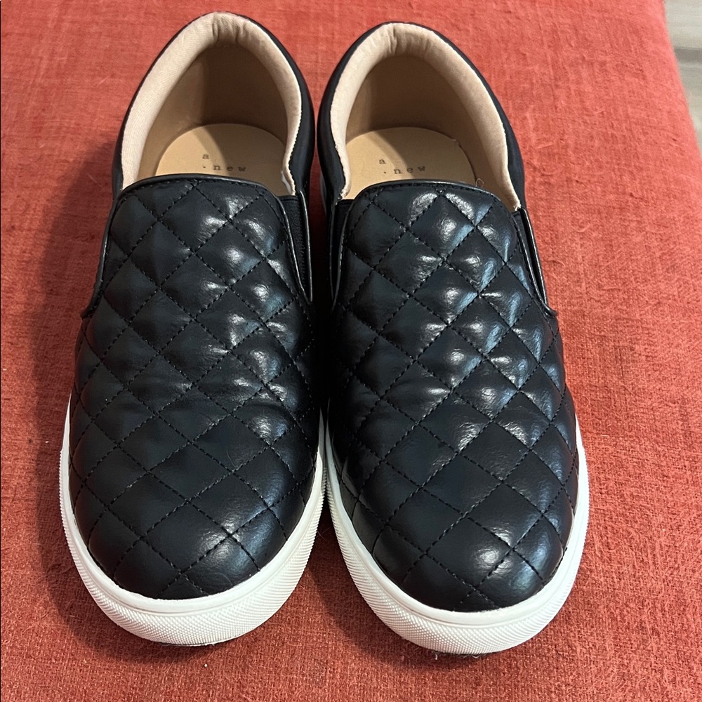 A New Day Black Quilted Slip-On Shoes
